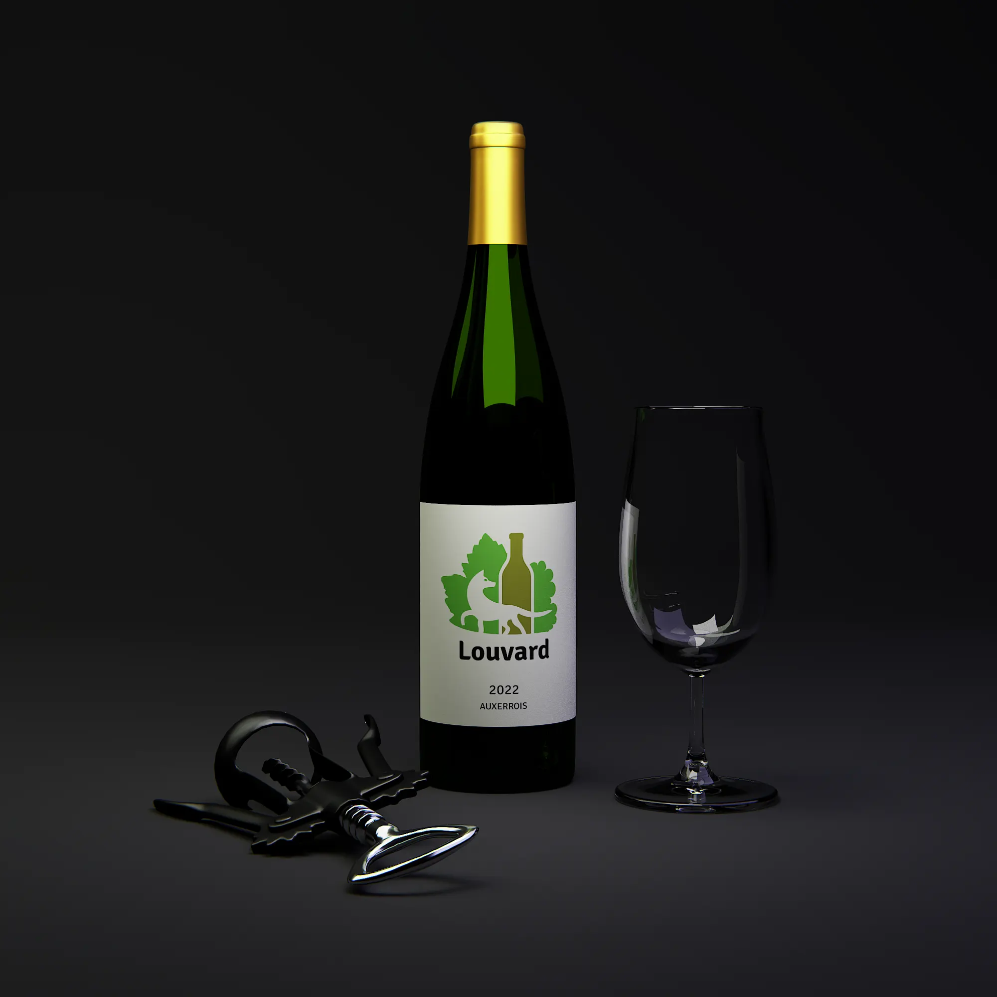 Mockup de la bouteille 'Louvard'